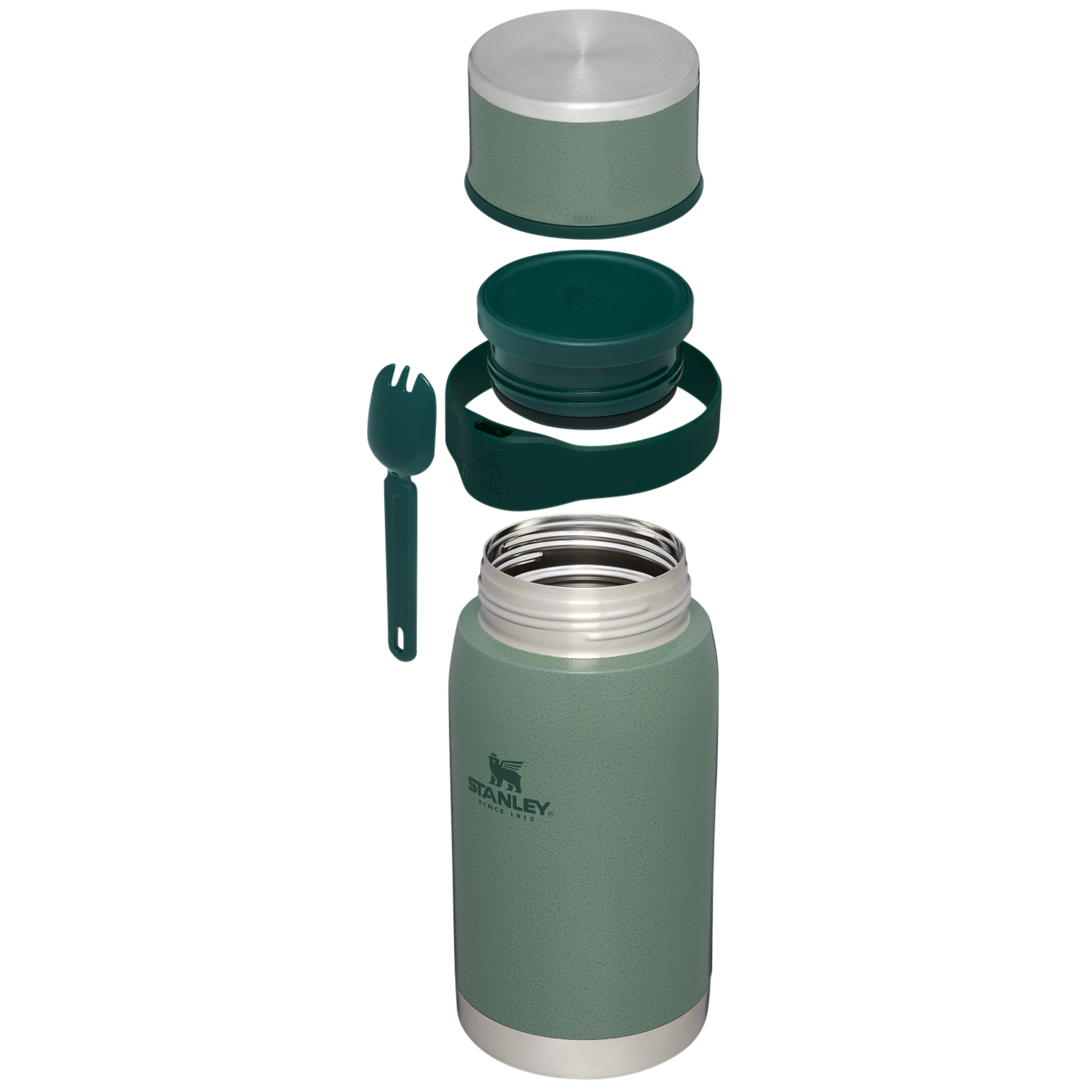Stanley 36 oz To-Go Food Jar with Spork in Hammertone Green