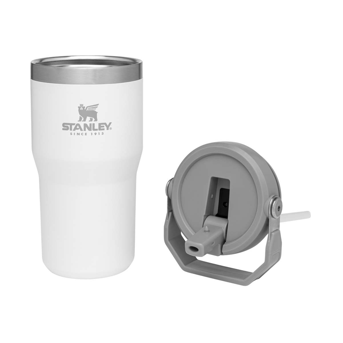 Stanley The IceFlow FlipStraw Tumbler Water Bottle 20 OZ In Polar White