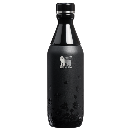Stanley Jennie Collab 12 Ounce All Day Slim Bottle In Midnight Ruby With Embossed Flowers