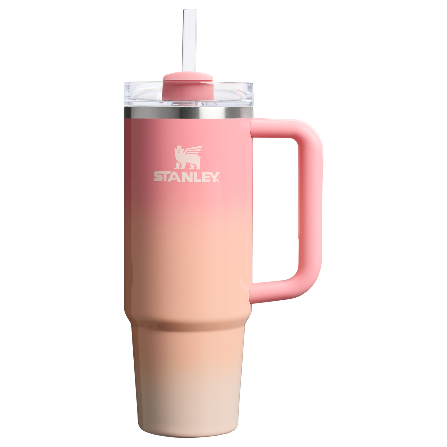 Stanley 40 OZ Quencher FlowState Stainless Steel Tumbler With Straw And Handle In Pink Mesa Sunset