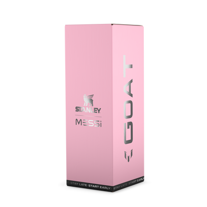 The Messi x Stanley IceFlow™ Water Bottle with Flip Straw Lid 24 OZ In Messi GOAT Pink