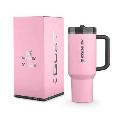 The Messi x Stanley Quencher ProTour Flip Straw Tumbler 40 OZ Cup In Messi GOAT Pink