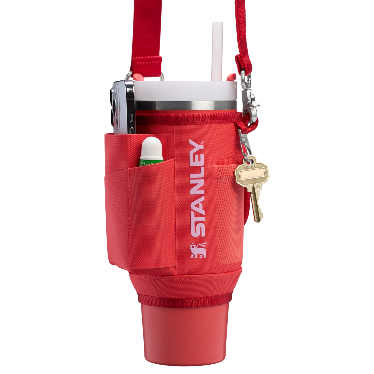 Stanley All Day 30 OZ Quencher Carry All In Hot Coral Red