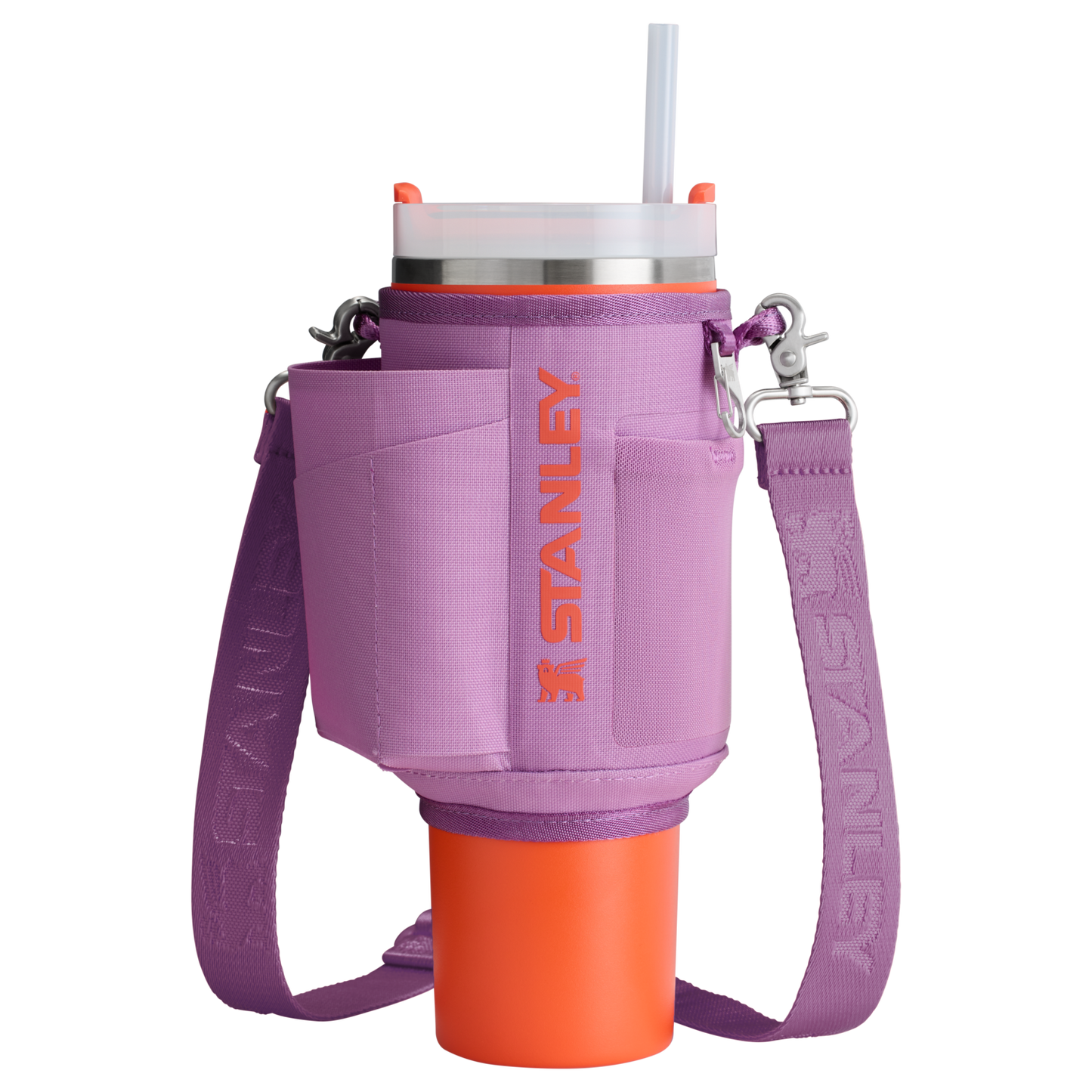 Stanley Carry-All 40 oz Quencher with Detachable Crossbody Straps in lilac purple