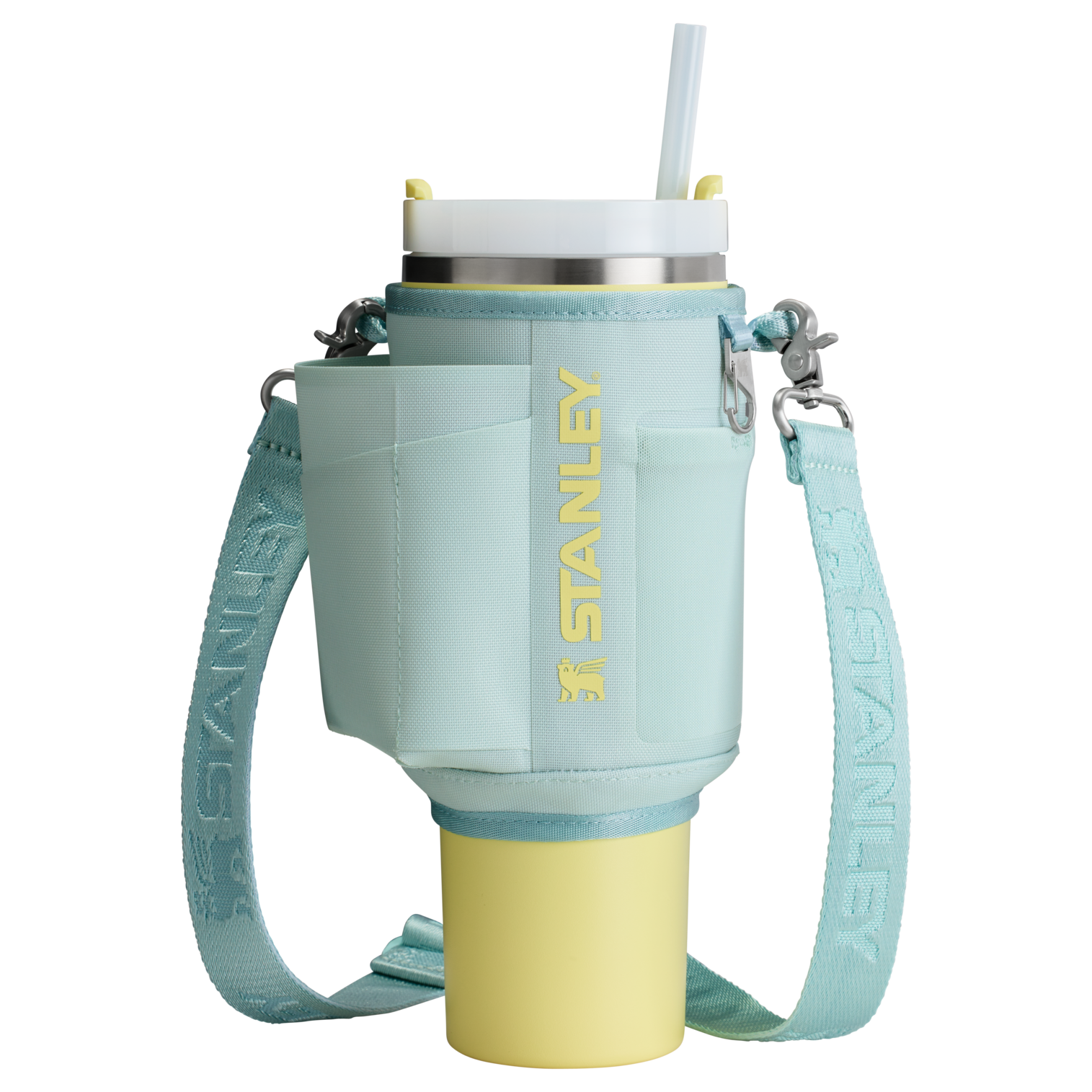 Stanley Carry-All 40 oz Quencher with Detachable Crossbody Straps in mist blue