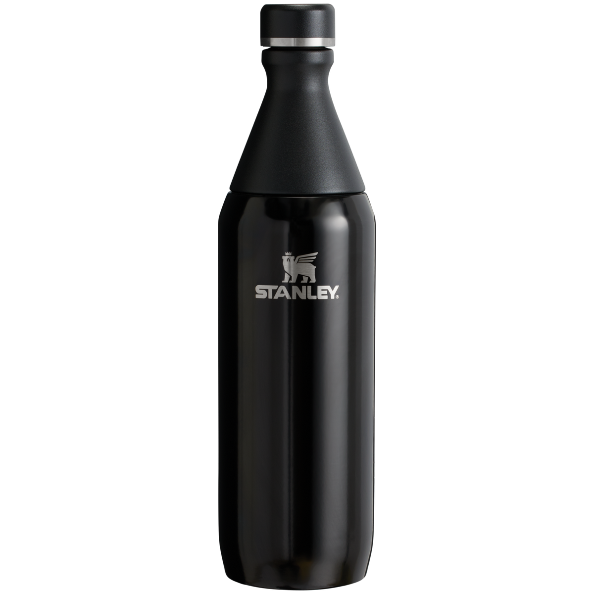 Stanley Leak Proof 20 OZ All Day Slim Bottle with removable collar in Black Gloss