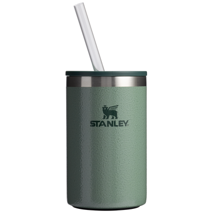 Stanley Everyday Can Cooler cup 10 oz with straw in Hammertone Green