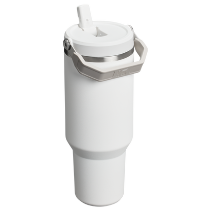 Stanley 40 OZ Ice Flow Flip Straw Insulated Tumbler In Frost White