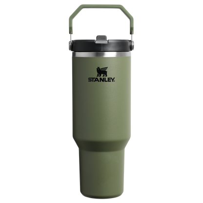 Stanley 40 OZ Ice Flow Flip Straw Insulated Tumbler In Dried Pine Green