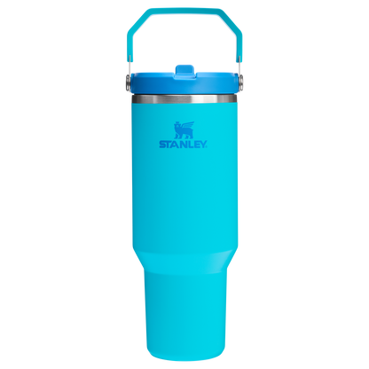 Stanley 40 OZ IceFlow Flip Straw Stainless Steel Tumbler In Splash Blue