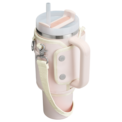 Stanley Carry-All 40 oz Quencher with Detachable Crossbody Straps in Rose Quartz pink