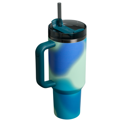 Stanley 40 OZ New Frequency Quencher Insulated Tumbler Cup In Coastal Teal Motion Blue