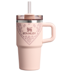 Stanley 20 OZ Stainless Steel Tumbler With Straw And Handle In Conch Floral Pink