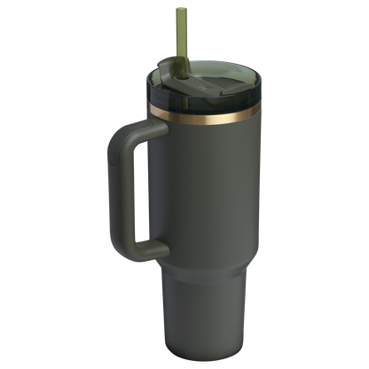 Stanley 40 OZ Quencher Insulated Tumbler Cup In Cypress Green