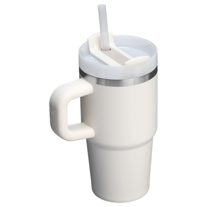 The Quencher H2.O 20 oz FlowState Tumbler with handle and straw in Cream White