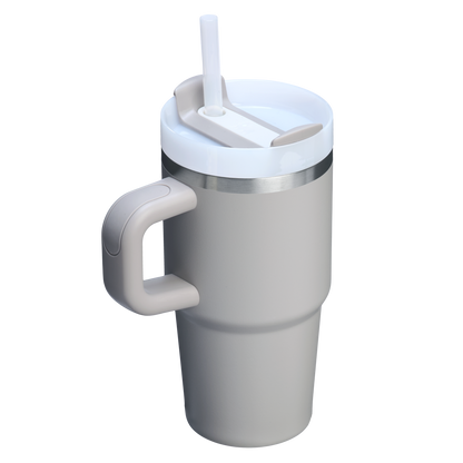The Quencher H2.O 20 oz FlowState Tumbler with handle and straw in Ash Grey