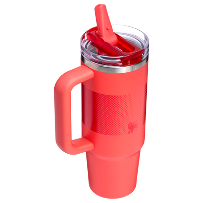 Stanley 30 OZ Quencher ProTour Flip Straw Tumbler In Hot Coral Red