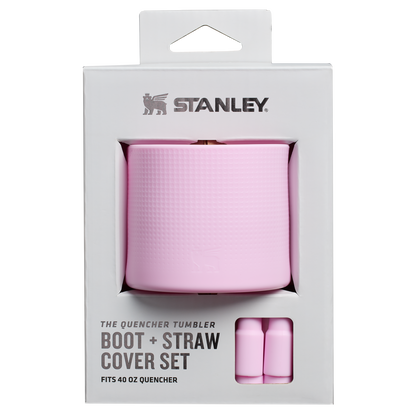 Stanley Quencher Tumbler Boot & Straw Cover For 40 OZ Cups In Cherry Blossom Pink