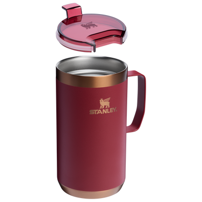 Stanley 24 OZ Stay-Hot Camp Stainless Steel Mug In Gilded Pomegranate Red