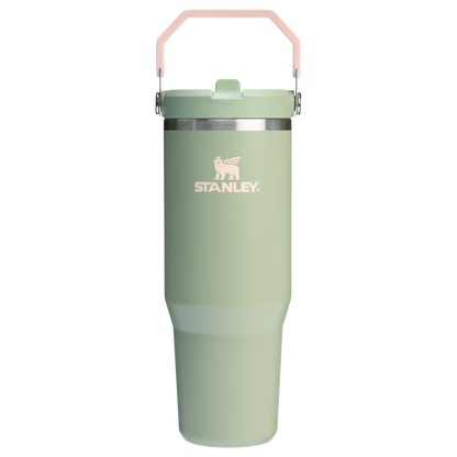 Stanley 30 OZ IceFlow Flip Straw Stainless Steel Tumbler In Lichen Green
