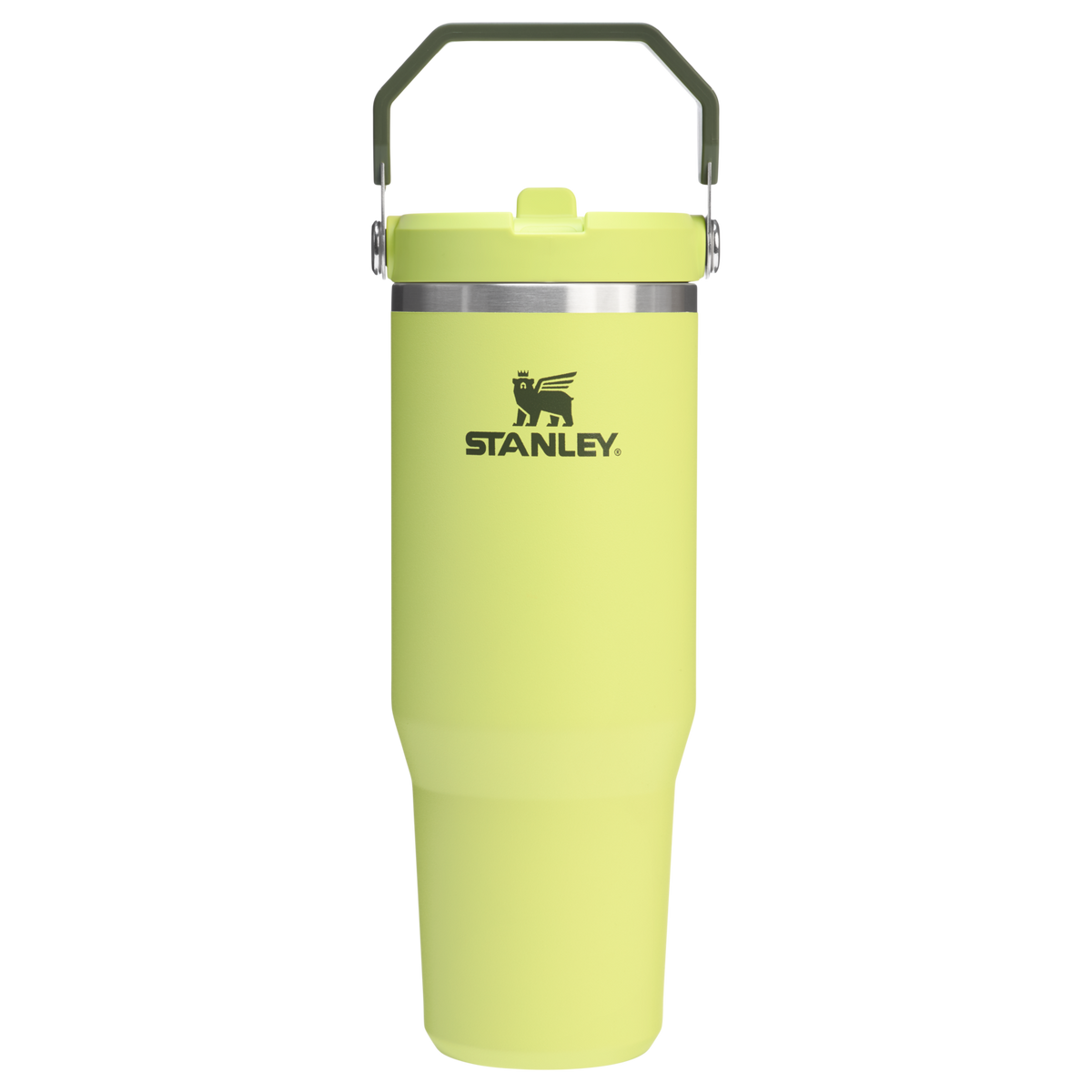 Stanley 30 OZ IceFlow Flip Straw Stainless Steel Tumbler In Prickly Pear Green