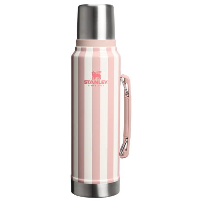 Stanley 1.1 Quart Legendary Vacuum Bottle In Peach Whip Pink Cabana Stripe From The Oasis Collection