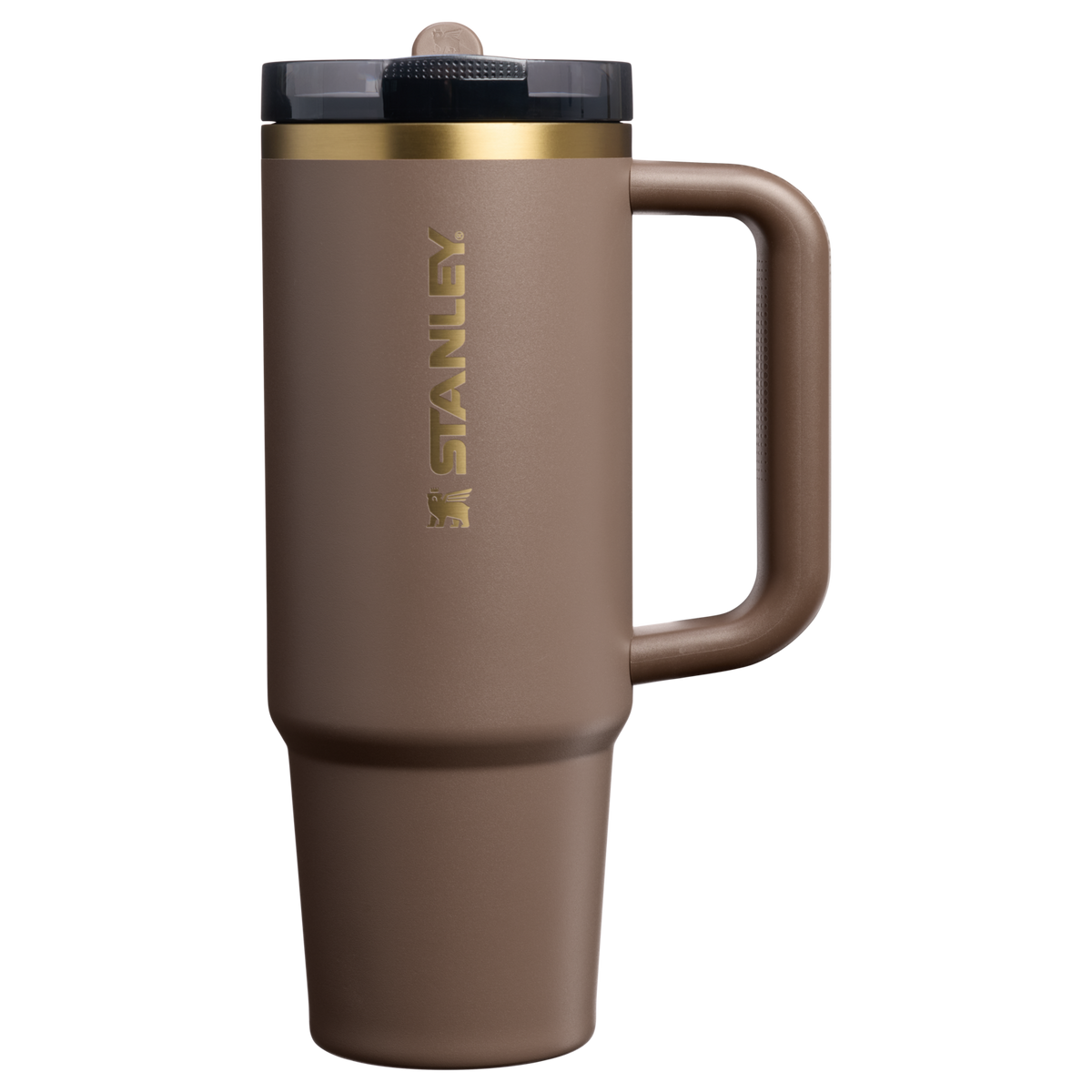 Stanley 30 OZ Quencher ProTour Flip Straw Tumbler In Espresso Brown With Gold Accents