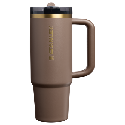 Stanley 30 OZ Quencher ProTour Flip Straw Tumbler In Espresso Brown With Gold Accents